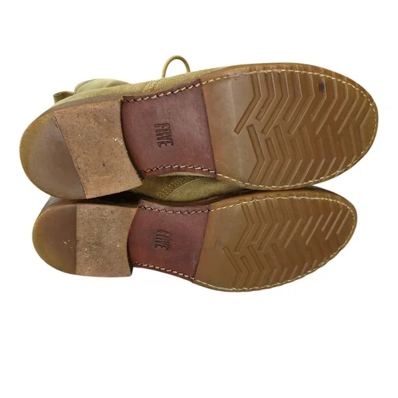 Frye‎ Veronica Combat Boots Suede Lace-up Women's 9.5 B 3472273 Beige Military - Picture 6 of 8